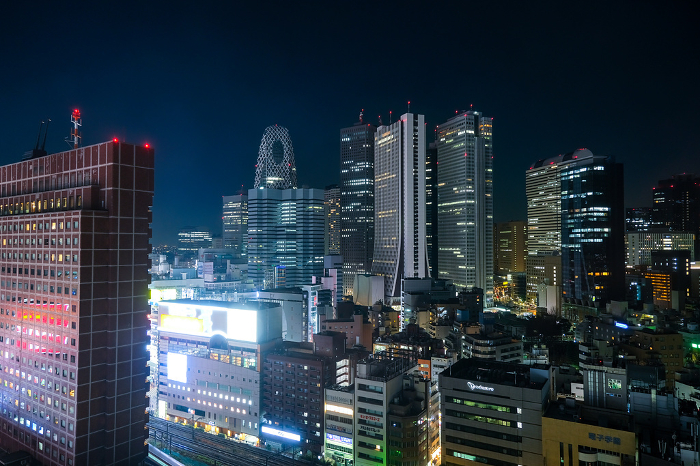 Nishi-Shinjuku skyscrapers at night from Tokyu Kabukicho Tower, Shinjuku-ku, Tokyo