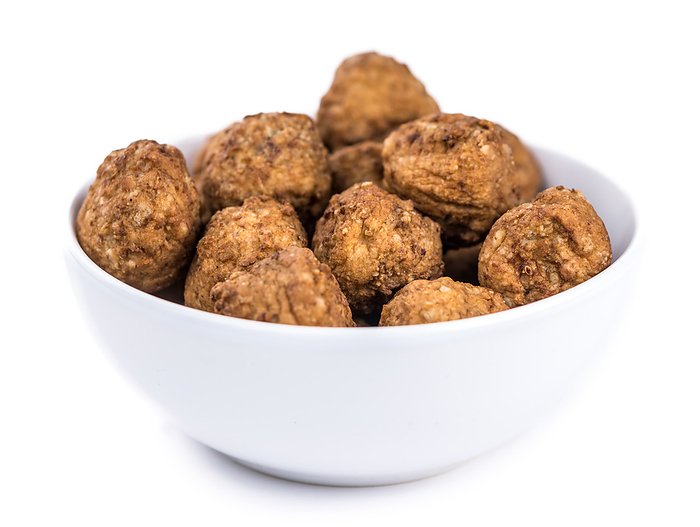 Meatballs isolated on white background  selective focus  close up shot  Meatballs isolated on white background  selective focus  close up shot , by Zoonar Christoph Sch