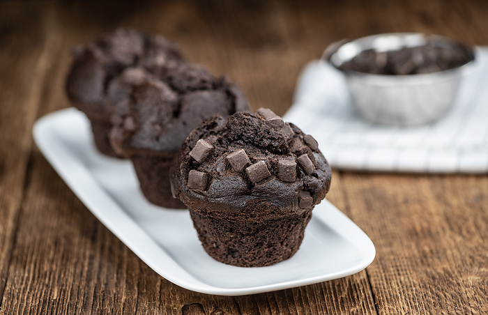 Chocolate Muffins  selective focus  detailed close up shot  Chocolate Muffins  selective focus  detailed close up shot , by Zoonar Christoph Sch