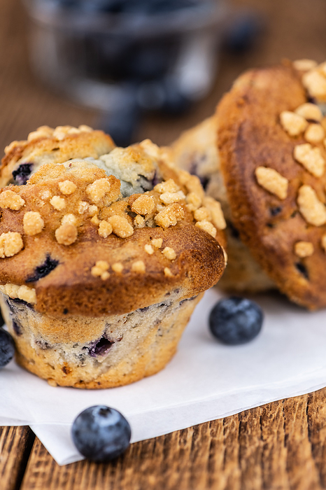 Some Blueberry Muffins  close up shot  selective focus  Some Blueberry Muffins  close up shot  selective focus , by Zoonar Christoph Sch