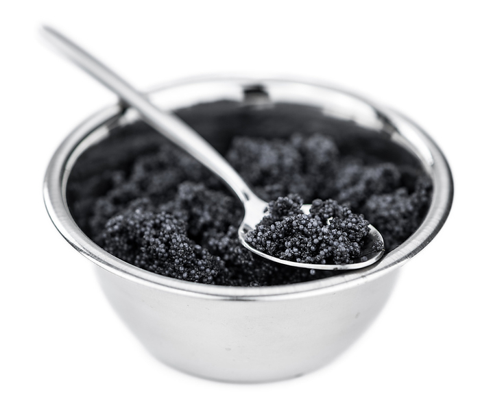 Black Caviar as detailed close up shot isolated on white background  selective focus  Black Caviar as detailed close up shot isolated on white background  selective focus , by Zoonar Christoph Sch