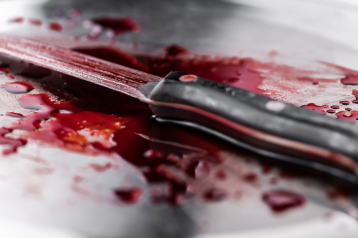 Bloody knife  close up  Bloody knife  close up , by Zoonar Christoph Sch