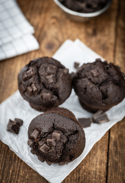 Some Chocolate Muffins  close up shot  selective focus  Some Chocolate Muffins  close up shot  selective focus , by Zoonar Christoph Sch