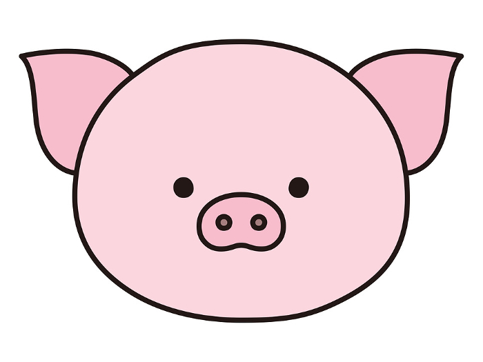 Vector illustration of a cute pig face. Icons, animals, pig