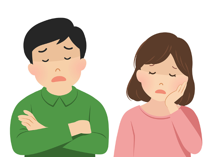 Vector illustration of a depressed couple