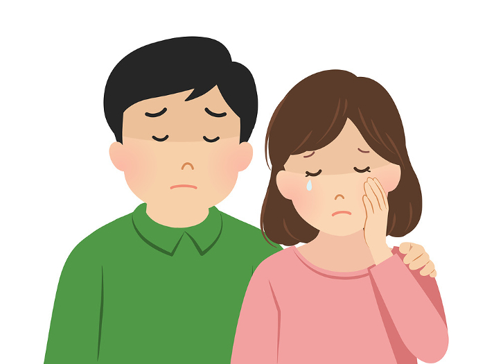 Vector illustration of a couple in grief