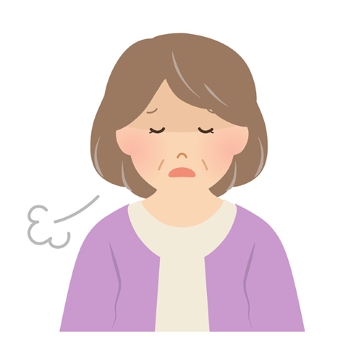 Vector illustration of a depressed senior woman