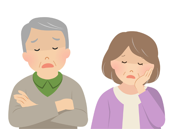 Vector illustration of a depressed senior couple