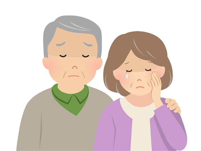 Vector illustration of a senior couple in grief