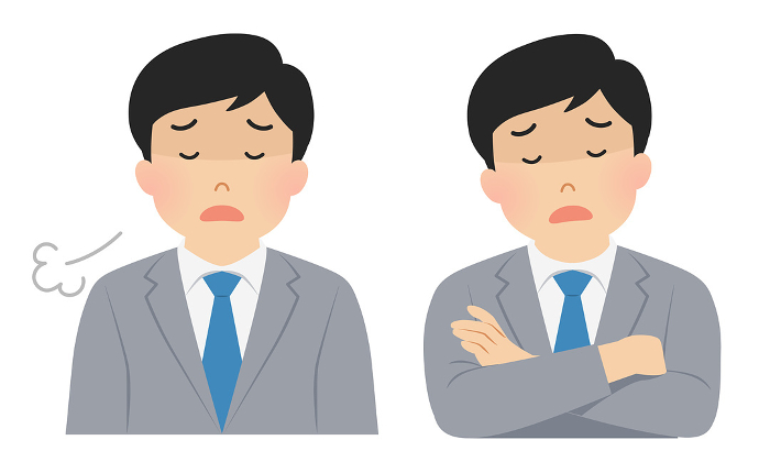 Vector illustration of a depressed office worker male