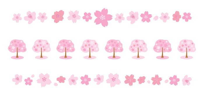 Simple line set of cherry blossoms