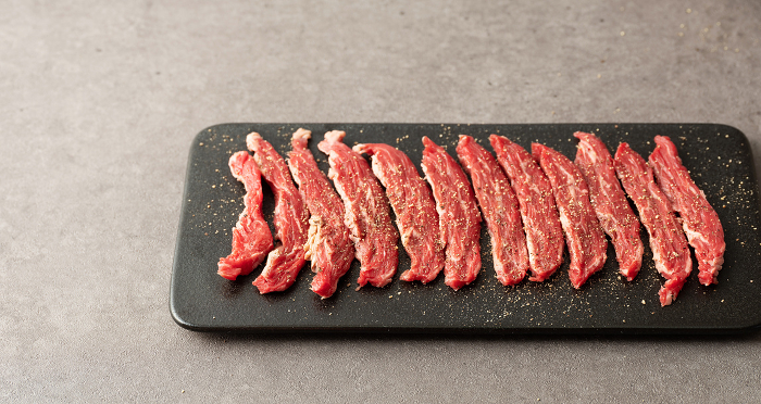 Sliced beef for grilling