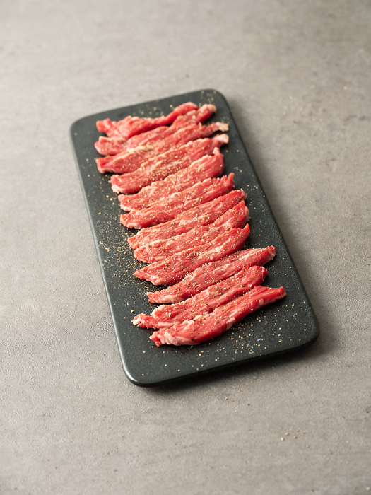 Sliced beef for grilling