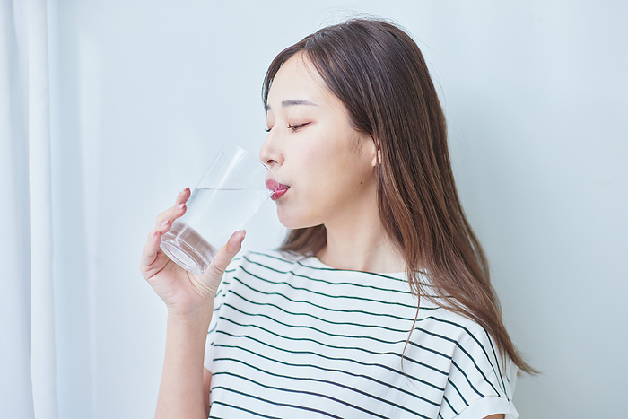 Japanese woman drinking water