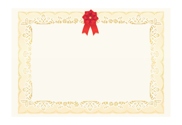 Clip art of award certificate with red ribbon horizontal