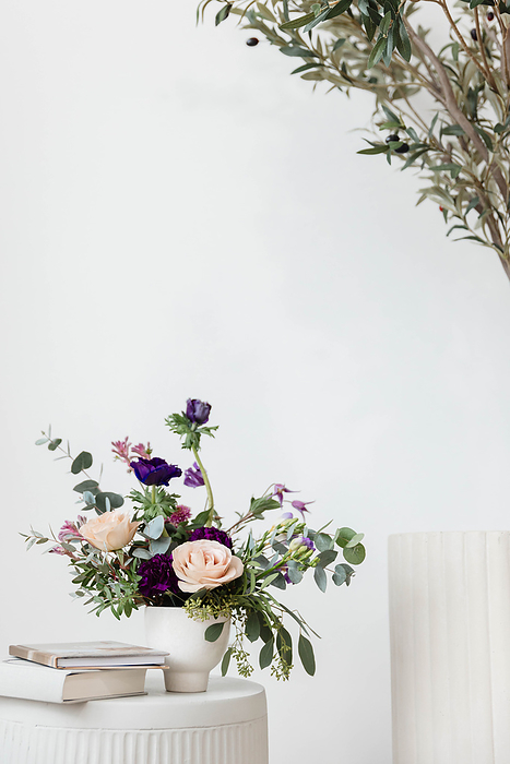 Muted Purple Floral Arrangement in Minimal Home Setting Muted Purple Floral Arrangement in Minimal Home Setting, by Cavan Images   AMAIRE   CO. Photography   Design