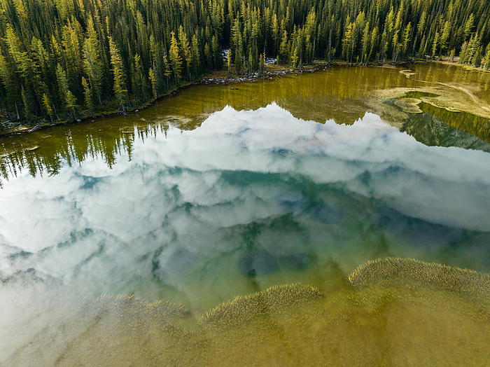 Patters on Alpine Lake from aerial view in North Cascade mountains, by Cavan Images / FlowPhoto Co.