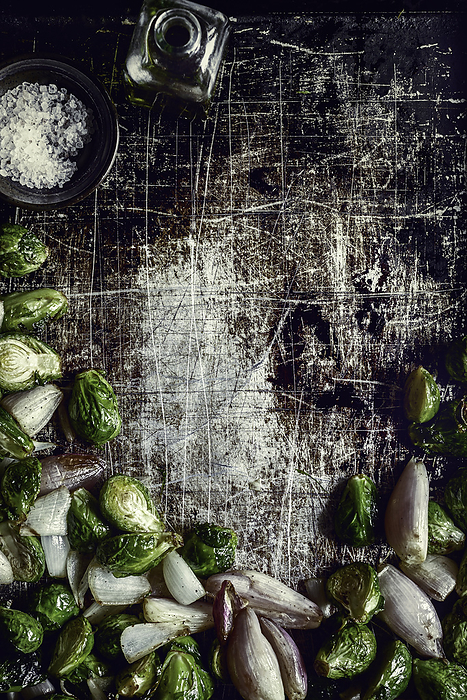 Roasted Brussel Sprouts on Baking Dish, by Cavan Images / Sara Ghedina
