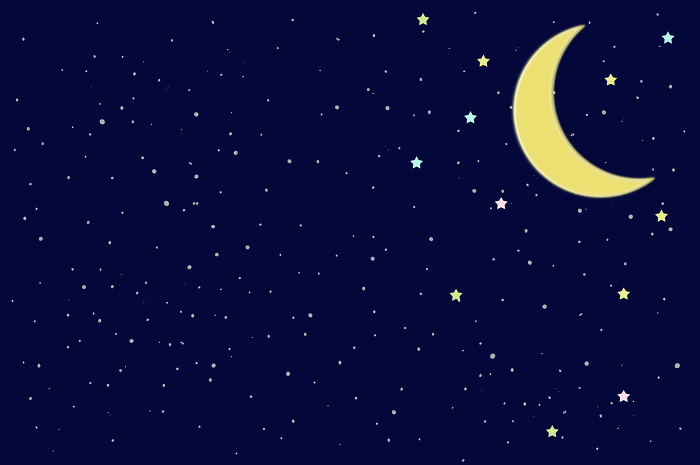 Background Illustration of Crescent Moon and Starry Sky