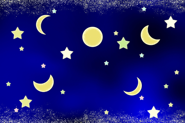 Background Illustration of Crescent Moon to Full Moon, Moon Phase and Starry Sky