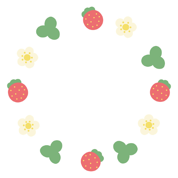 Cute strawberry simple circle frame