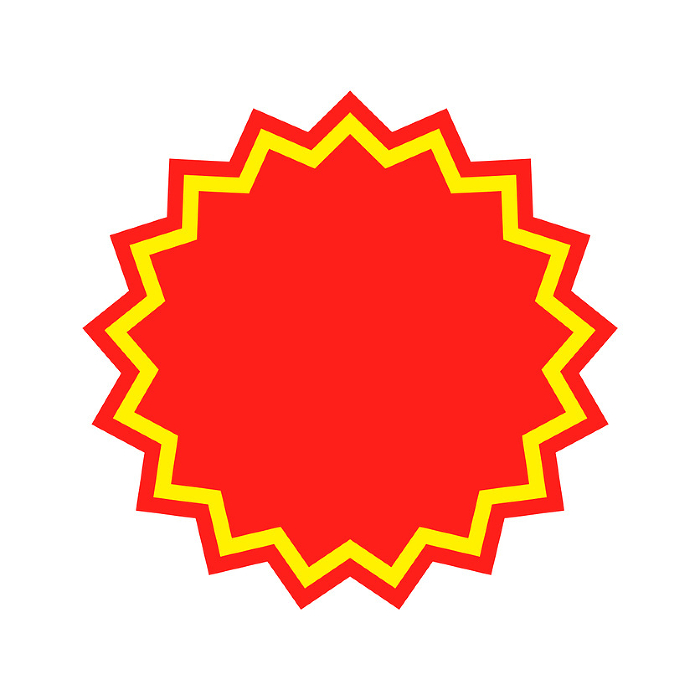 Red and yellow jagged circles - simple POP and frame design material