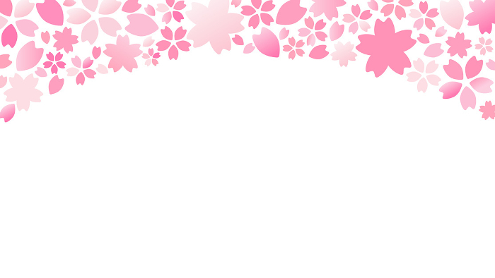 Vector background illustration of cherry blossom frame on white background [horizontal].