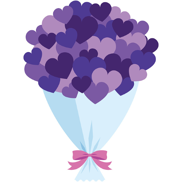 Simple bouquet of purple hearts