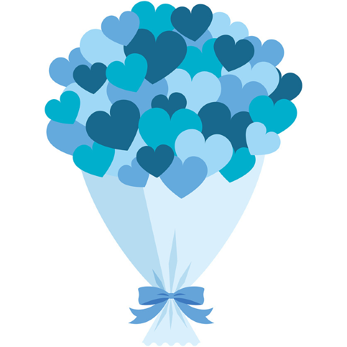 Simple bouquet of light blue hearts