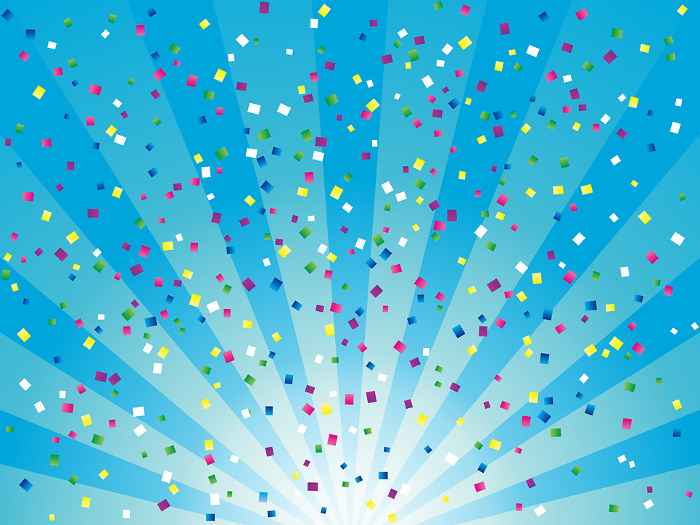Background Illustration of confetti and sunburst (light blue)