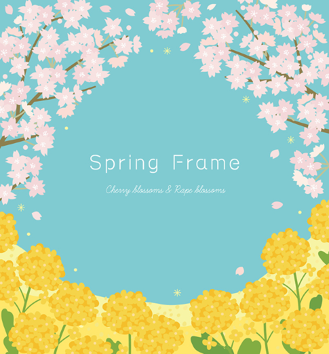 Cherry blossom and rape blossoms design frame