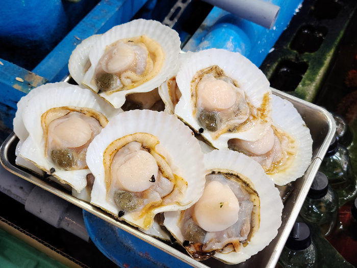 Fresh scallops at traditional market