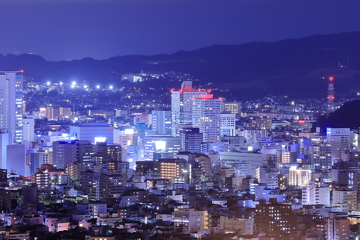 Night view of Shizuoka City from Maruyama Hanamokien, Shizuoka Prefecture