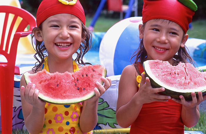 Child eating watermelon