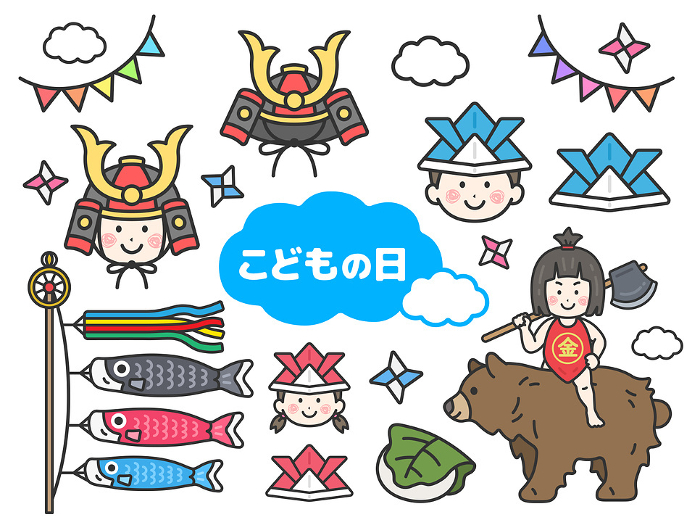 Illustration set of Children's Day (line drawing color)