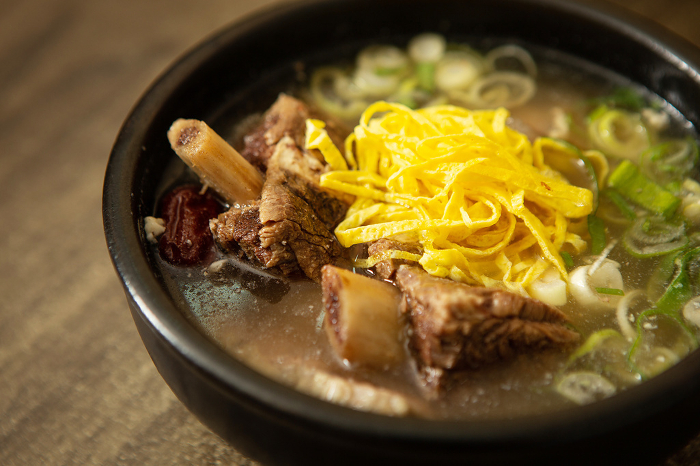 Korean Cuisine - Kalbitang - Beef ribs with bones in soup