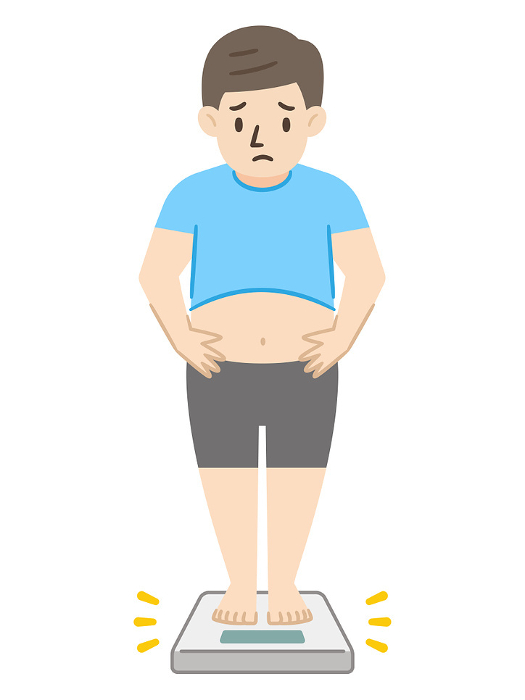 Clip art of obese man on a scale