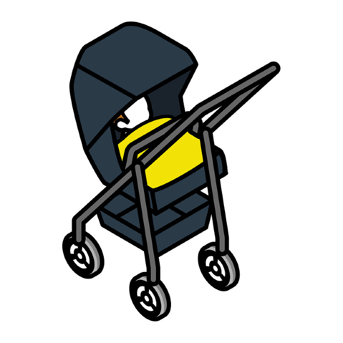 Stroller with baby - isometric with main line