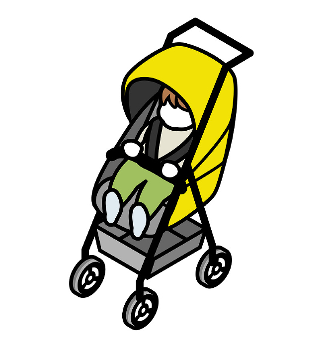 Stroller with infant - isometric with mains