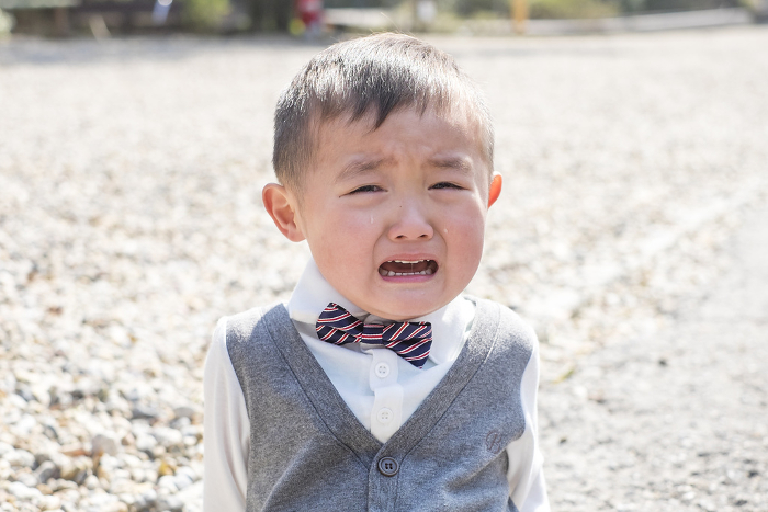 Three-year-old crying on an outing