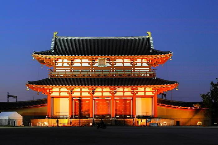 Suzakumon Gate of the Heijo Palace Site Historical Park illuminated Nara City, Nara Pref.