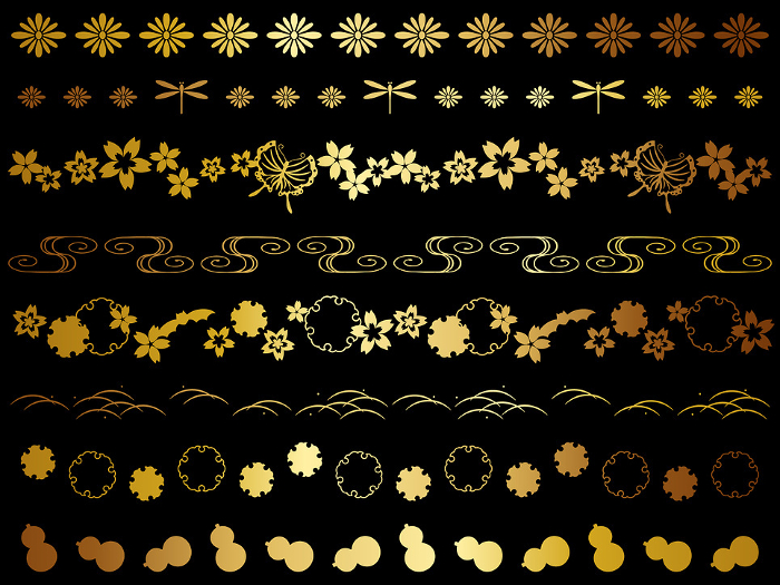Set of 8 luxury Japanese style lines, gold