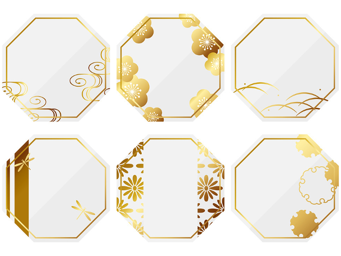 Set of 6 luxury Japanese style frames, white and gold