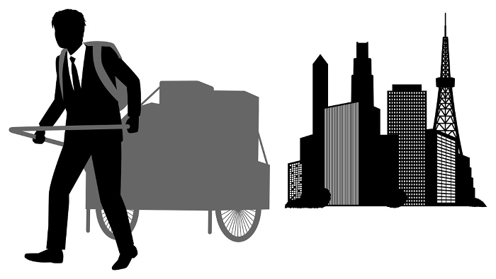 Male businessman migrating from the city