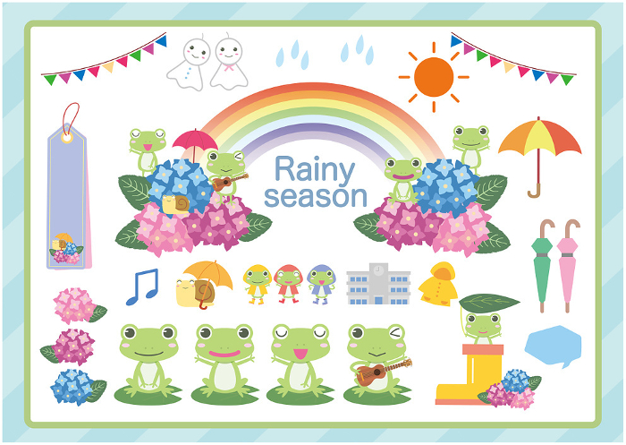 clip art set of rainy season