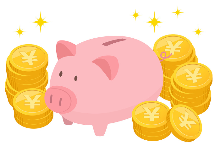 Image of piggy bank and coins_vector illustration