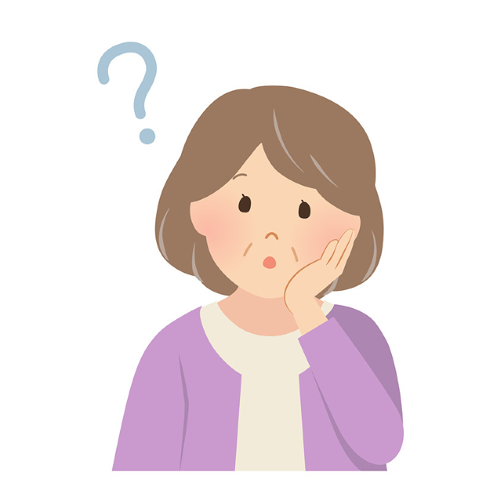 Vector illustration of a questioning senior woman.