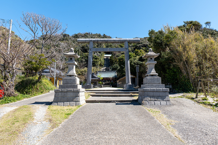 Approach to Suzaki Shrine in spring, Tateyama City, Chiba Prefecture