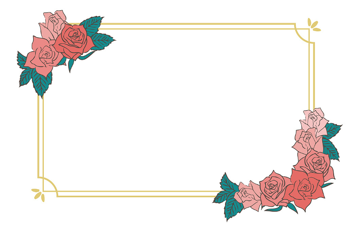 Decorative line frame with red roses