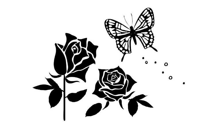 Silhouette Clip art of Rose and Butterfly